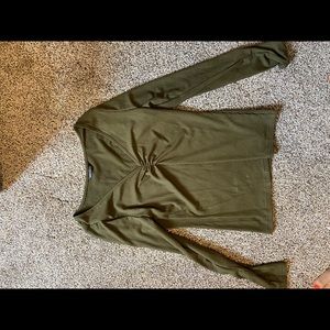 NEW army green long sleeve v neck